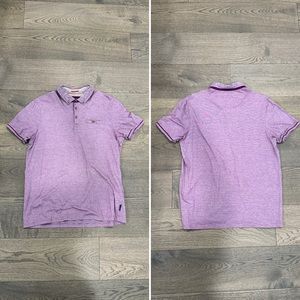 Ted Baker | Short Sleeve Purple and White Striped Polo Shirt | Size 6